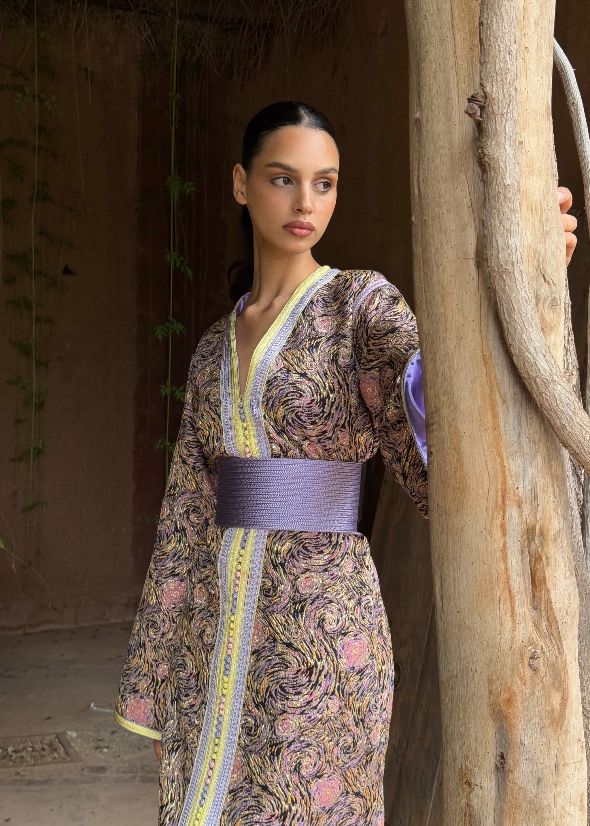 fitted caftan dress Latifa Fringe Caftan Dress main image 0