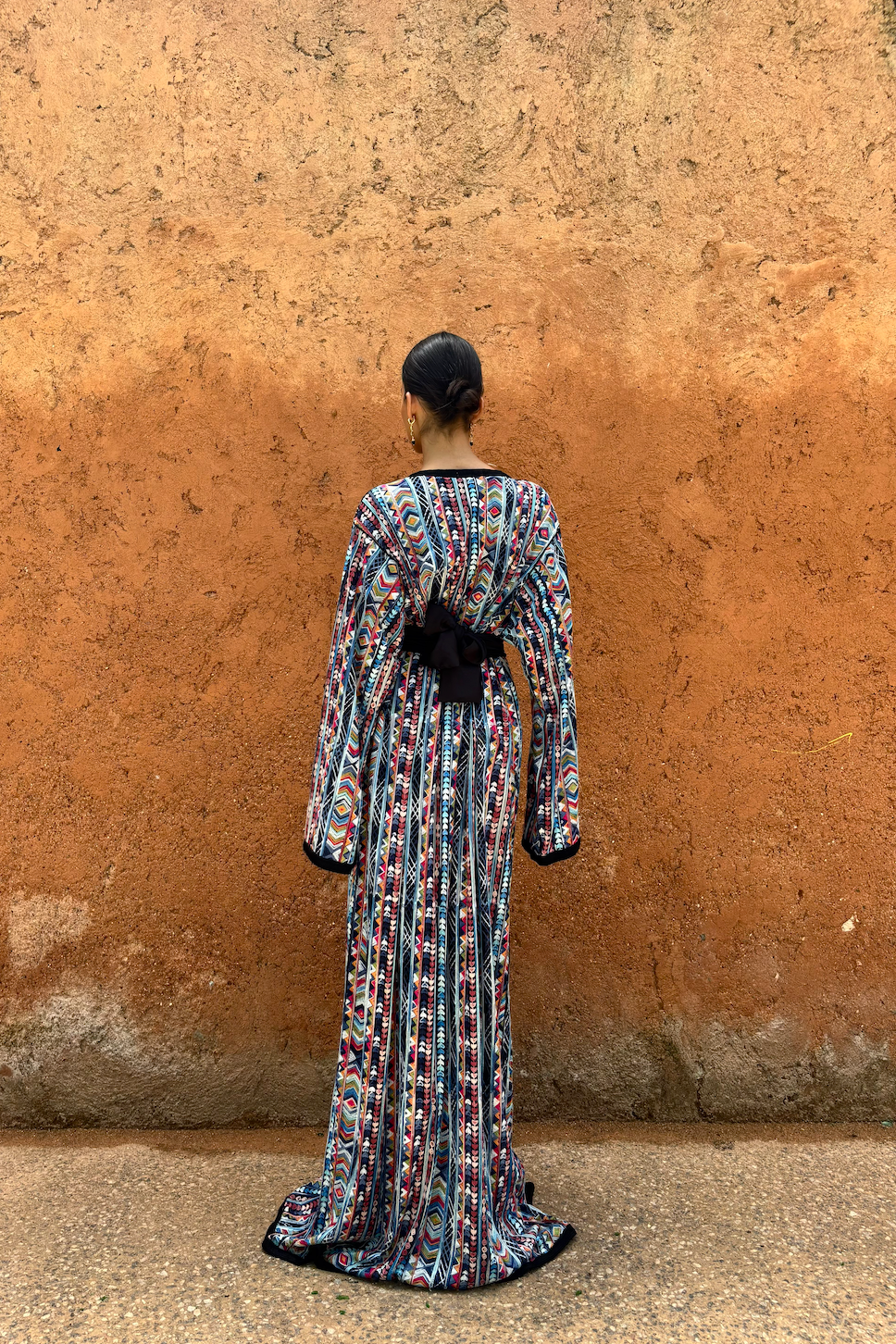 Caftan en Broderie Ethnique Multicolore