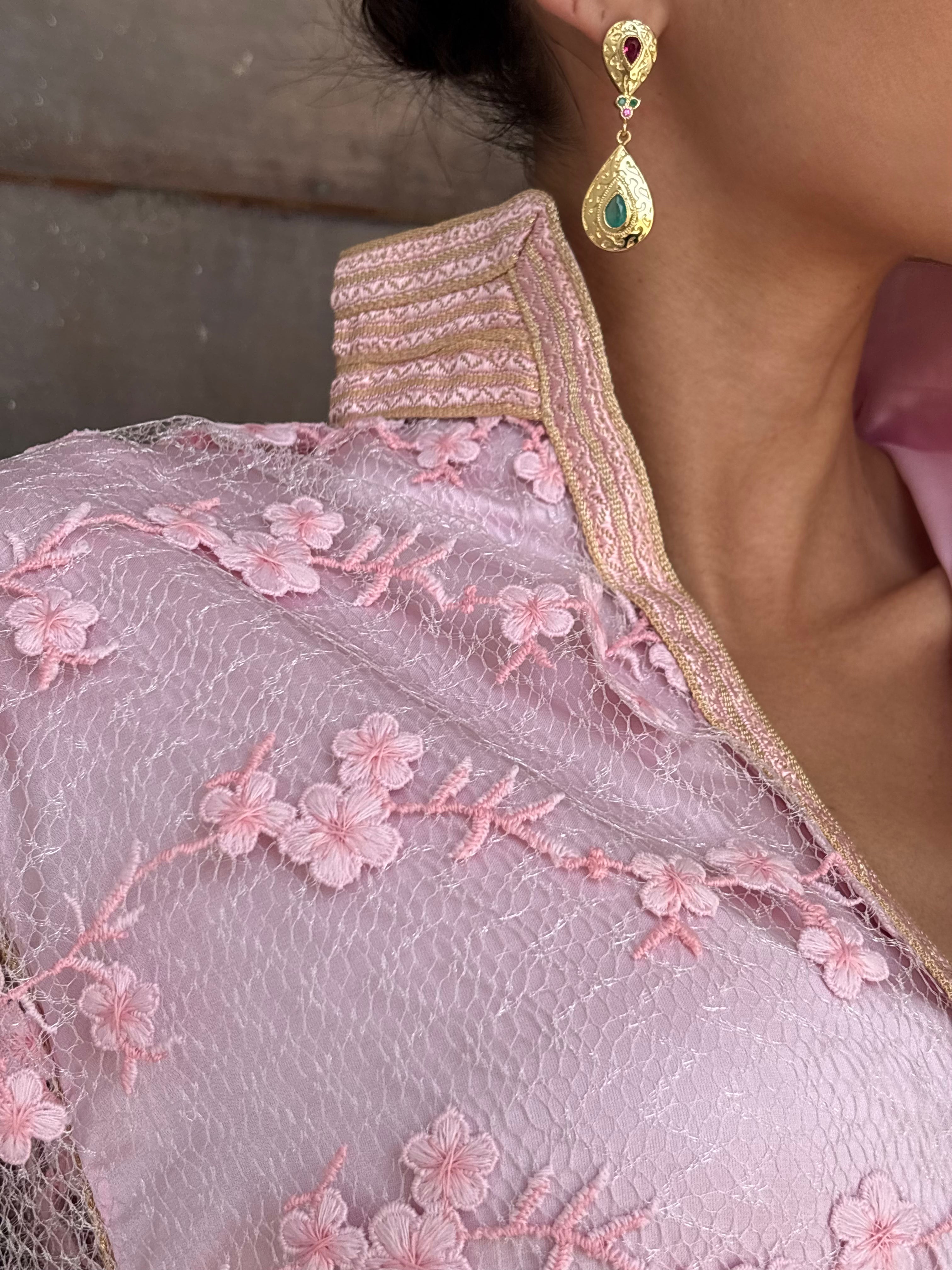 Pink floral Kaftan , back view