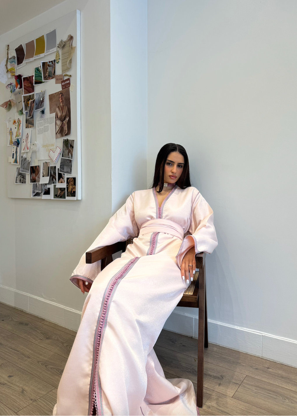 Pink Satin Kaftan