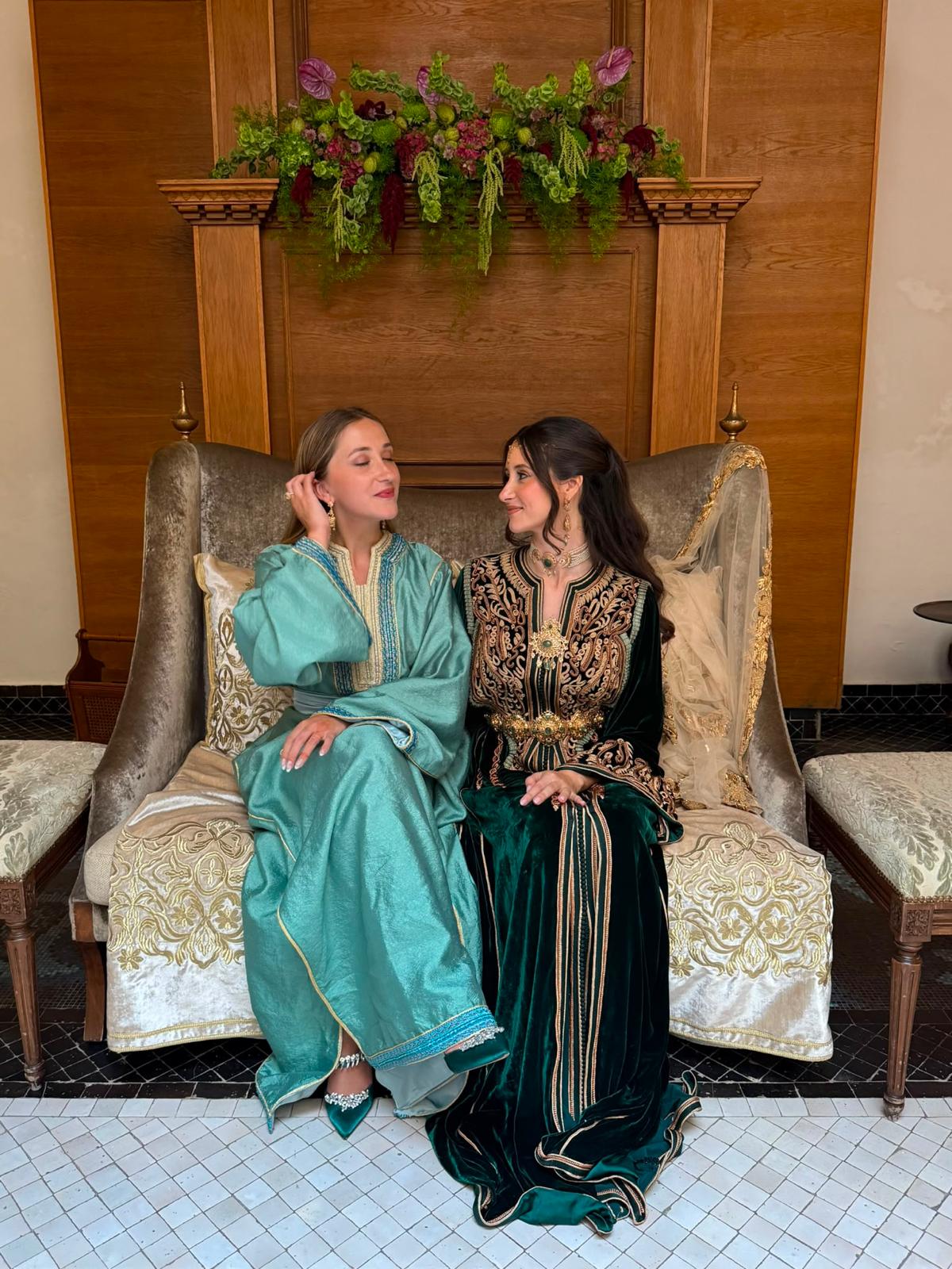 Draped Water Green Crepe Kaftan