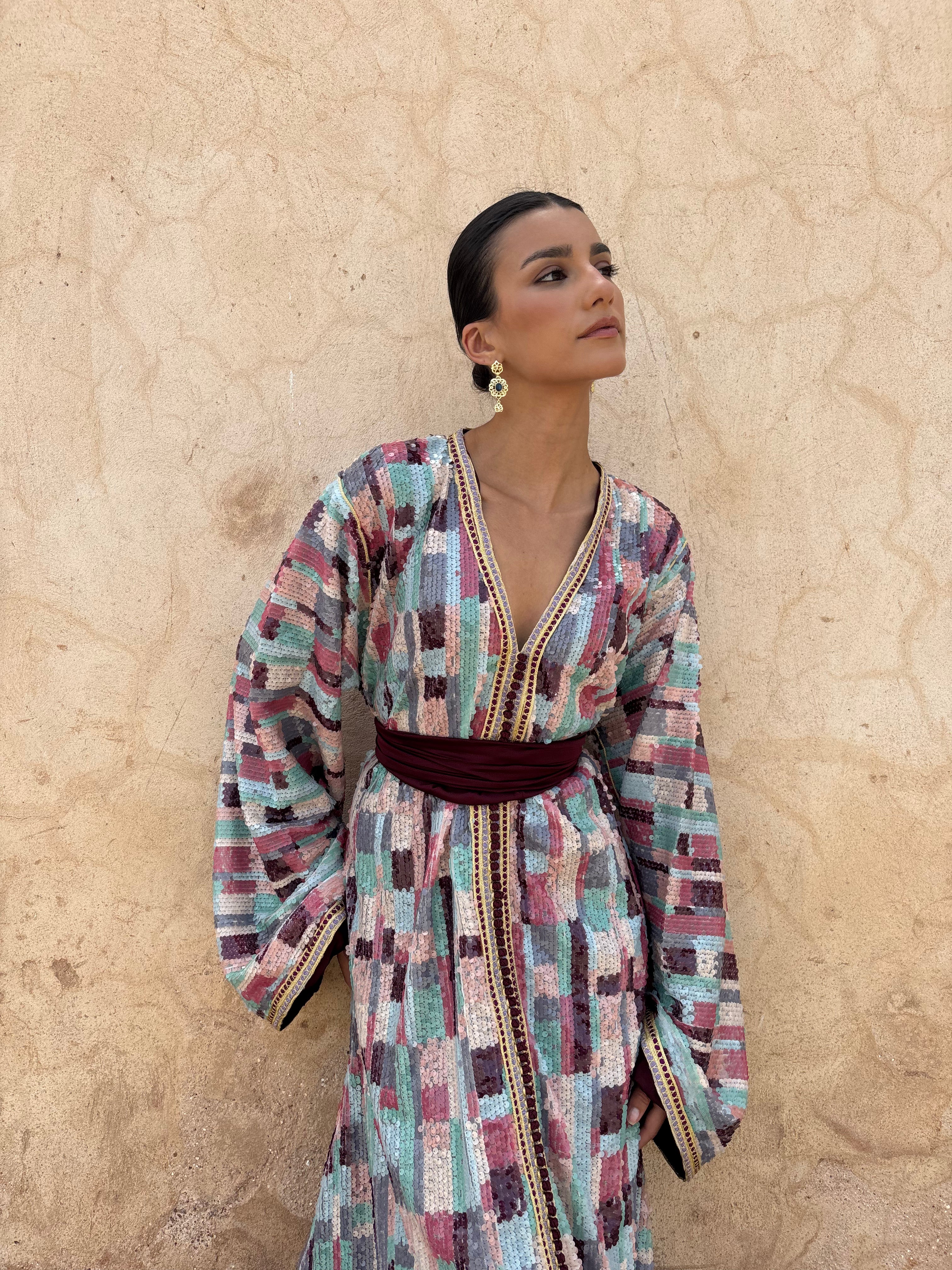 Caftan en Sequins Multicolores