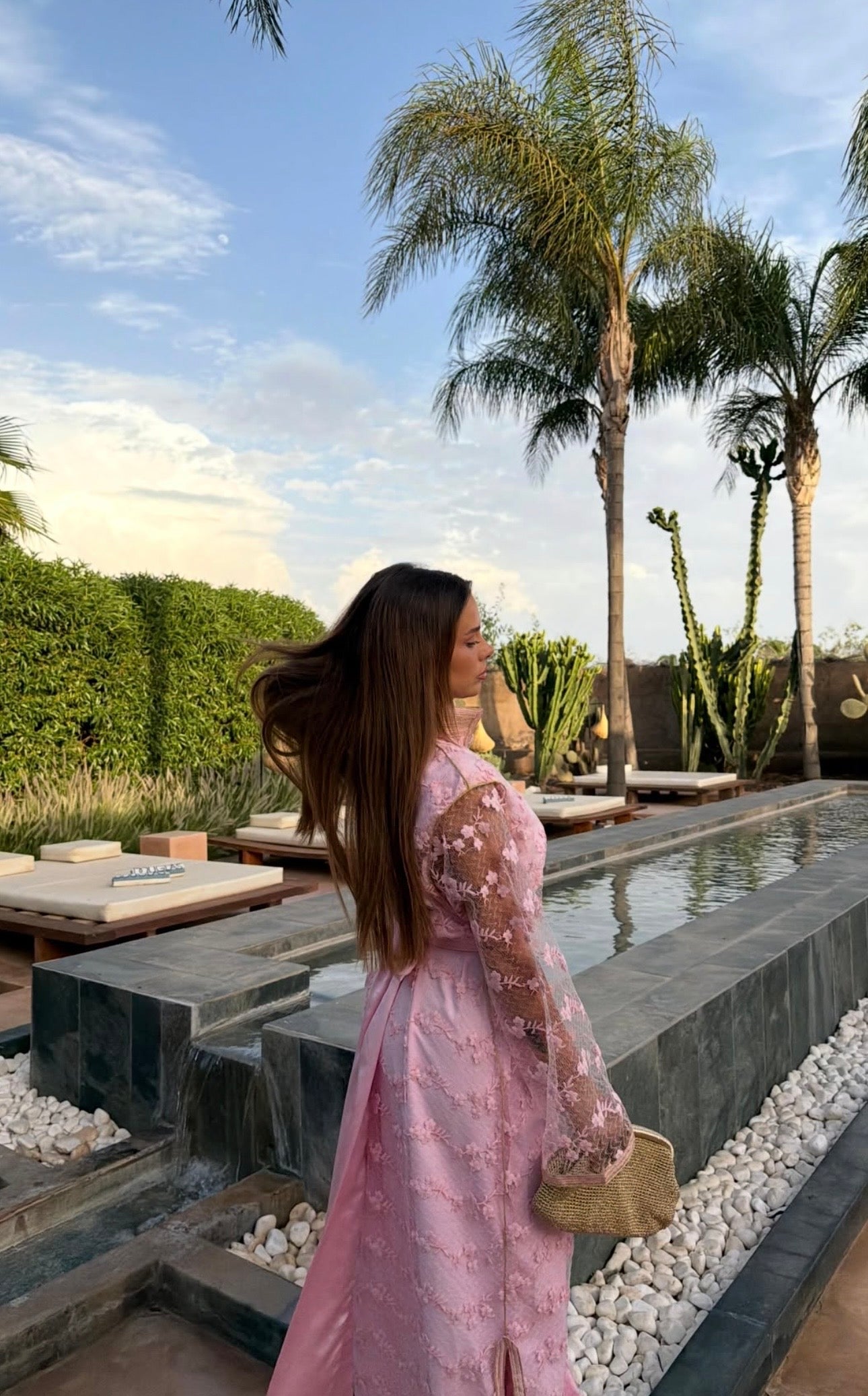 Floral Pink Lace Kaftan
