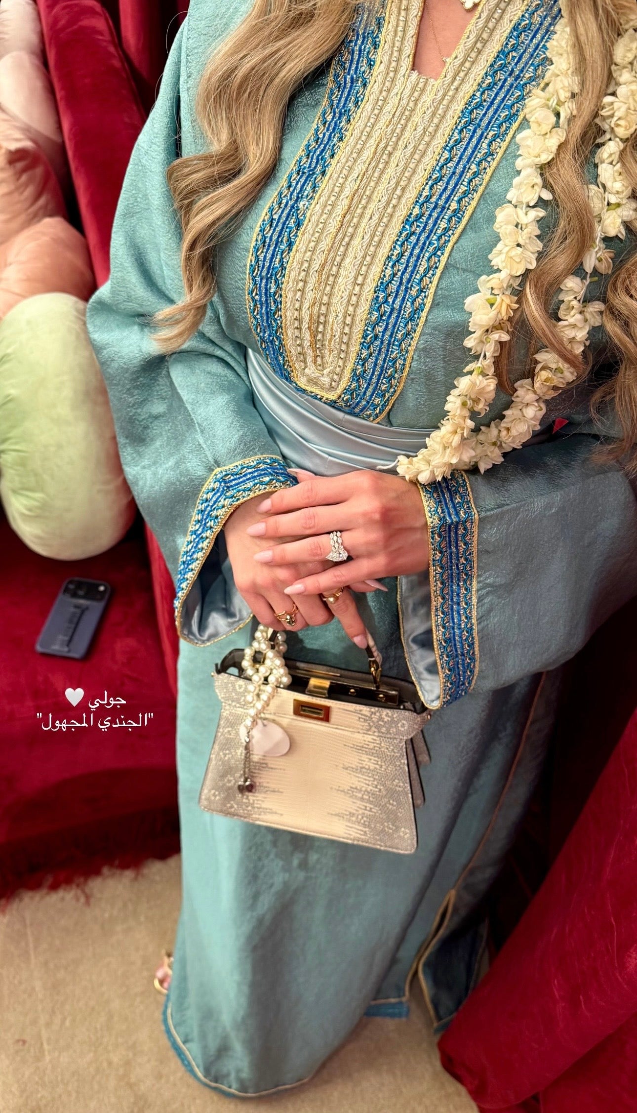 Draped Water Green Crepe Kaftan