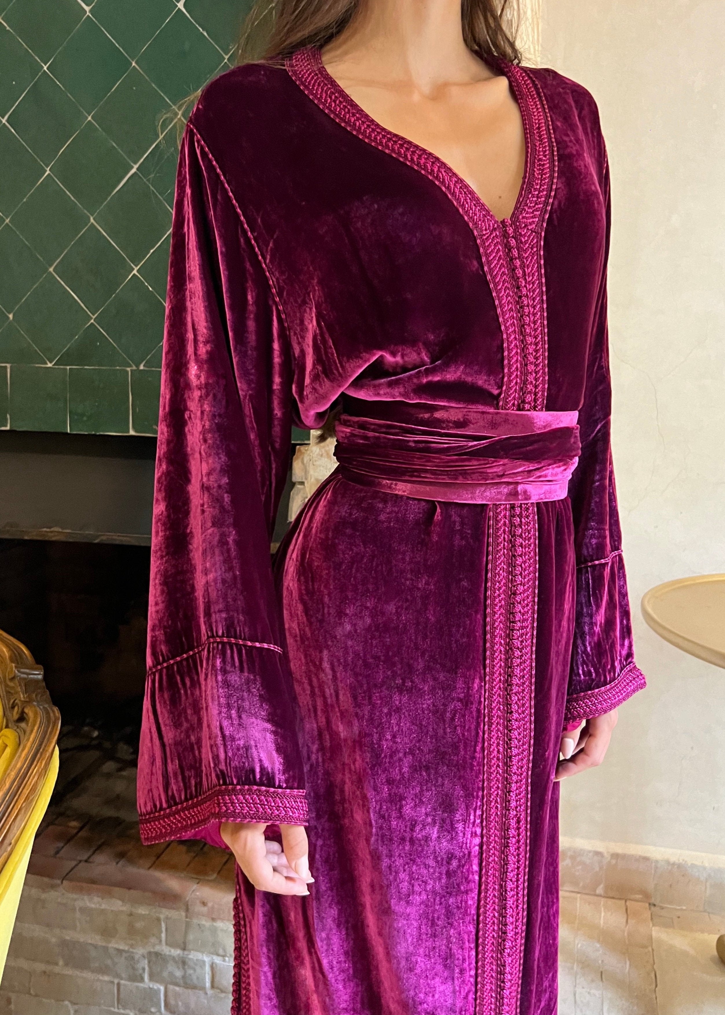 Caftan en Velours Prune