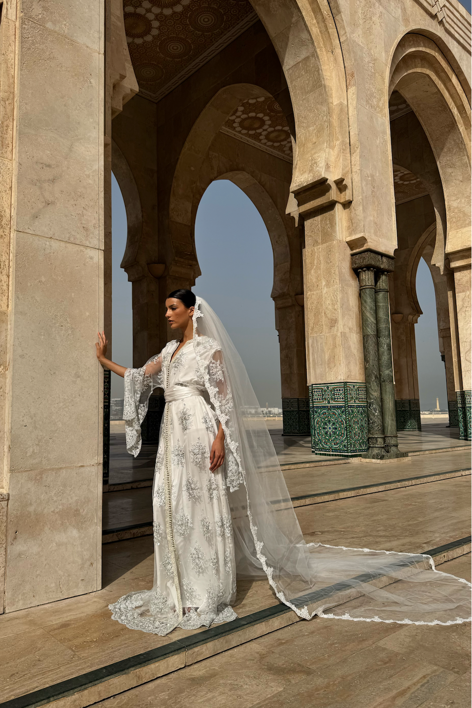 Silver Beaded Lace Kaftan