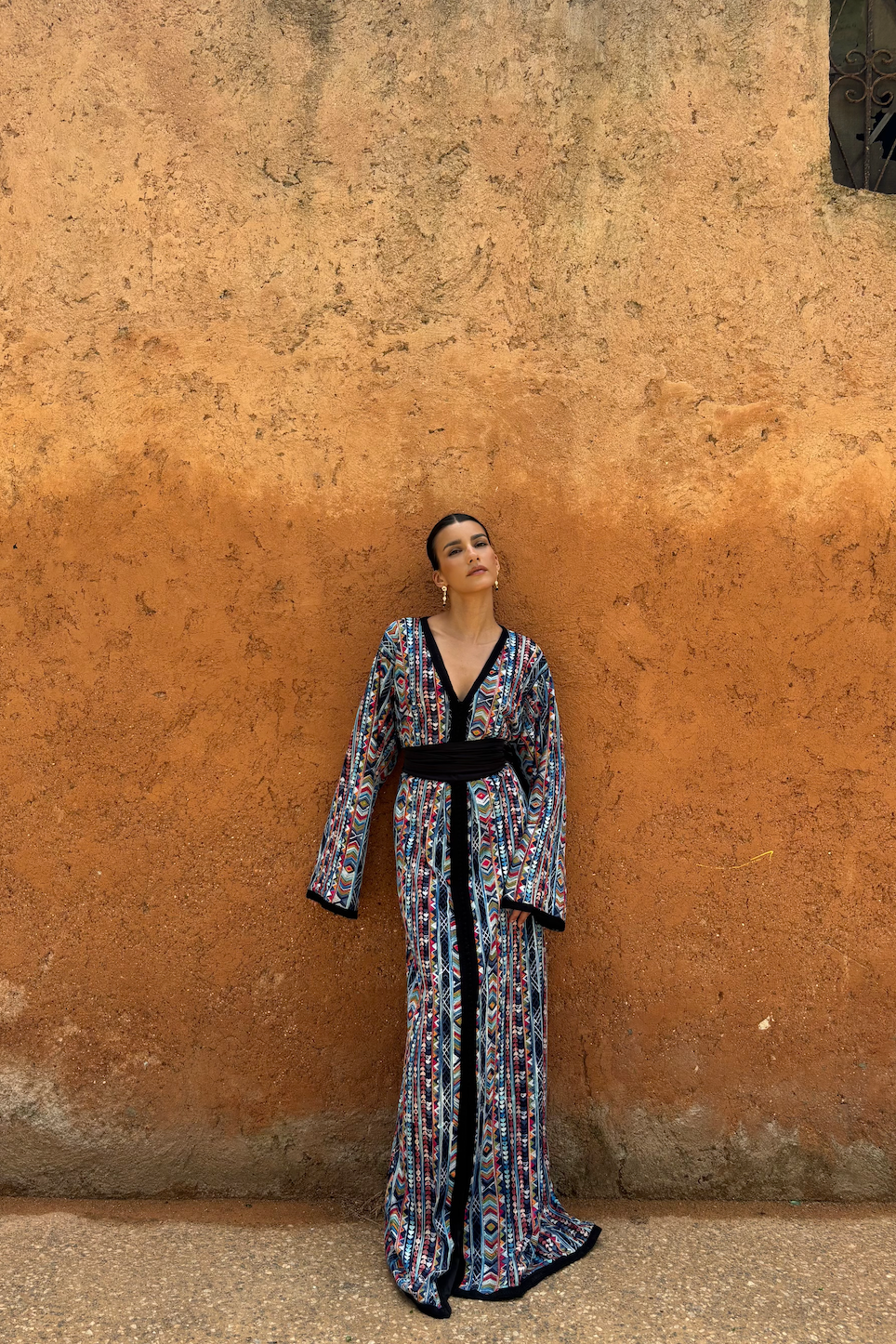 Caftan en Broderie Ethnique Multicolore