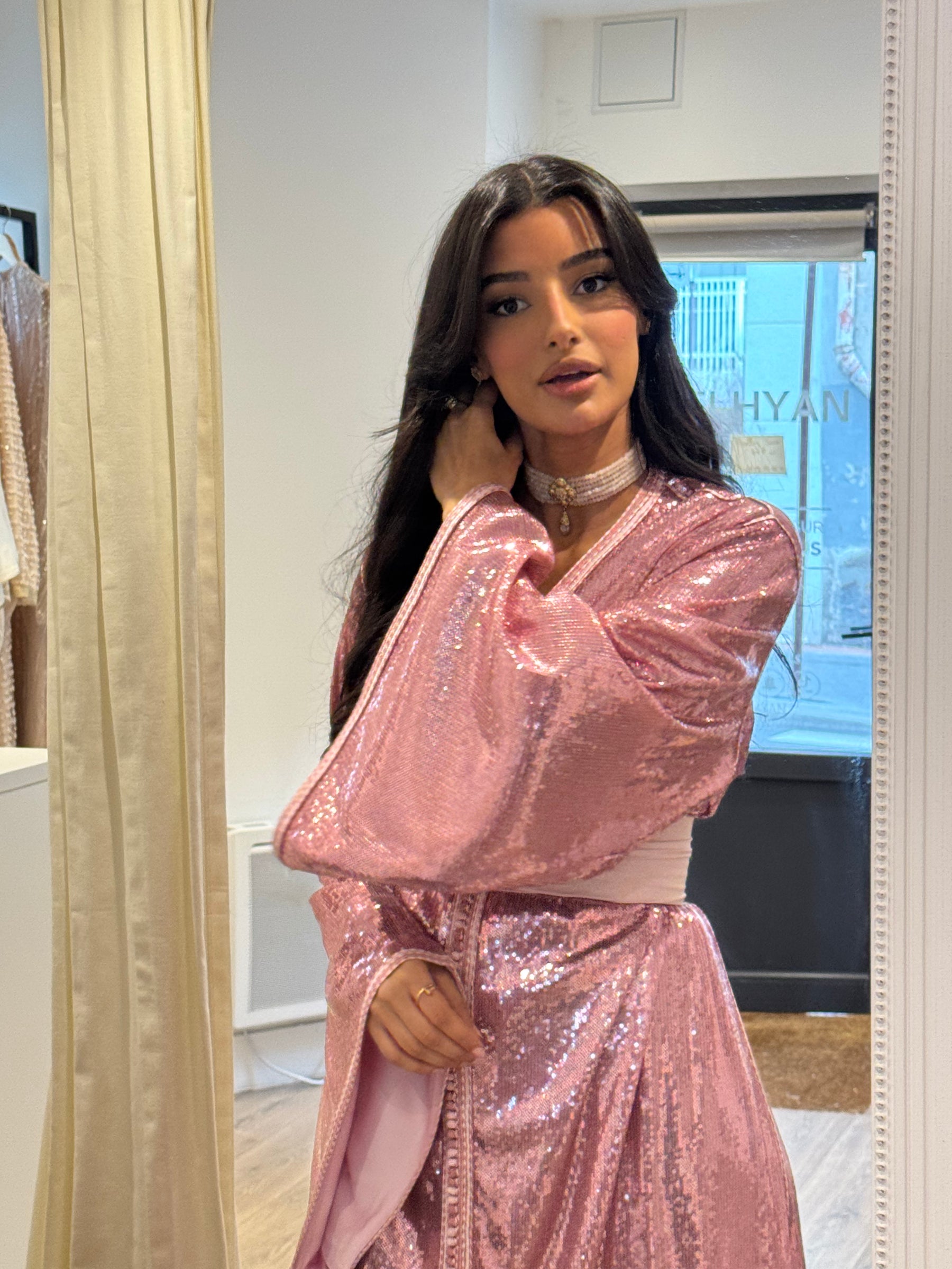 Caftan en Sequins Rose