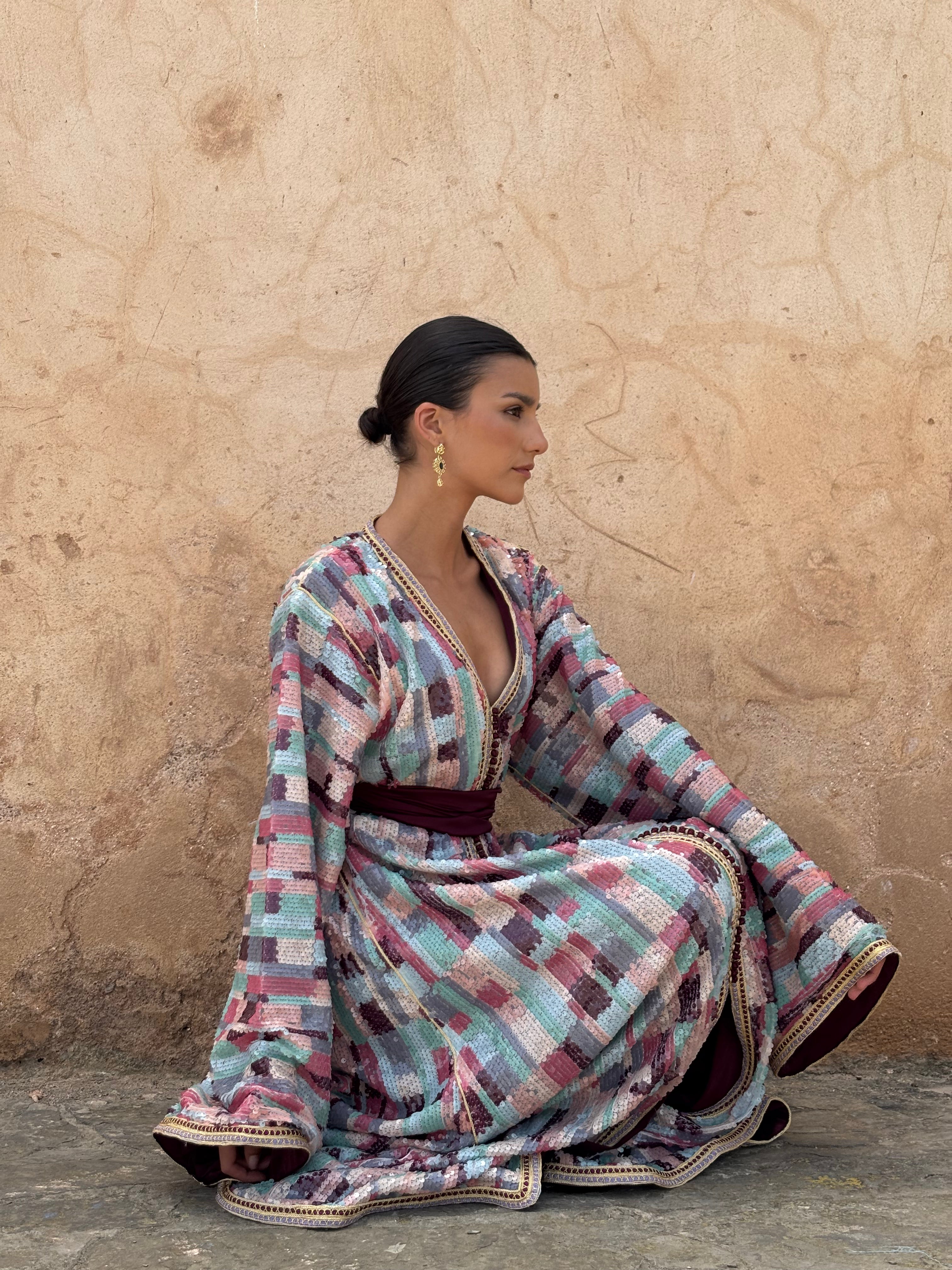 Caftan en Sequins Multicolores