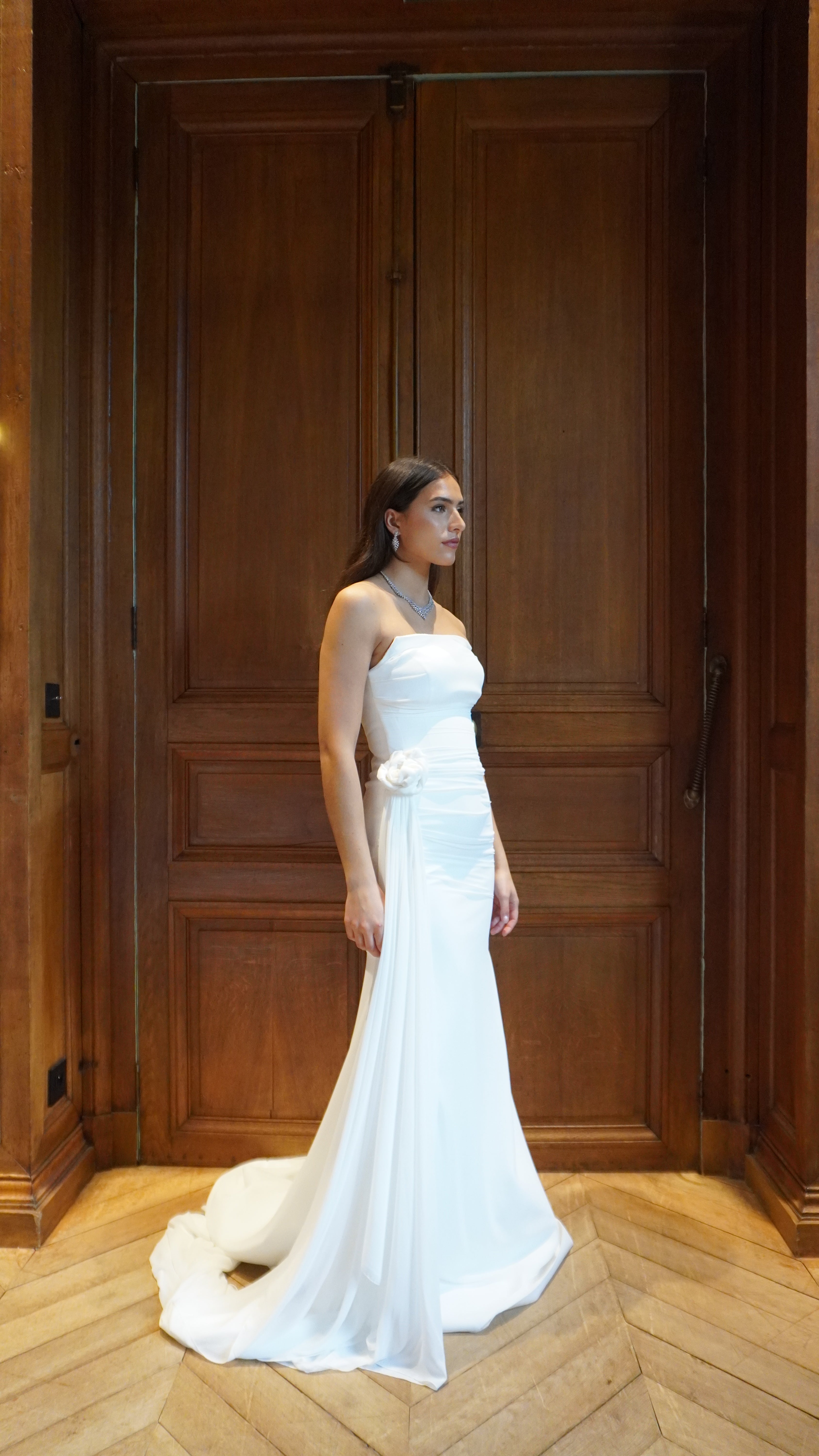 Robe Bustier Drapée à Rose
