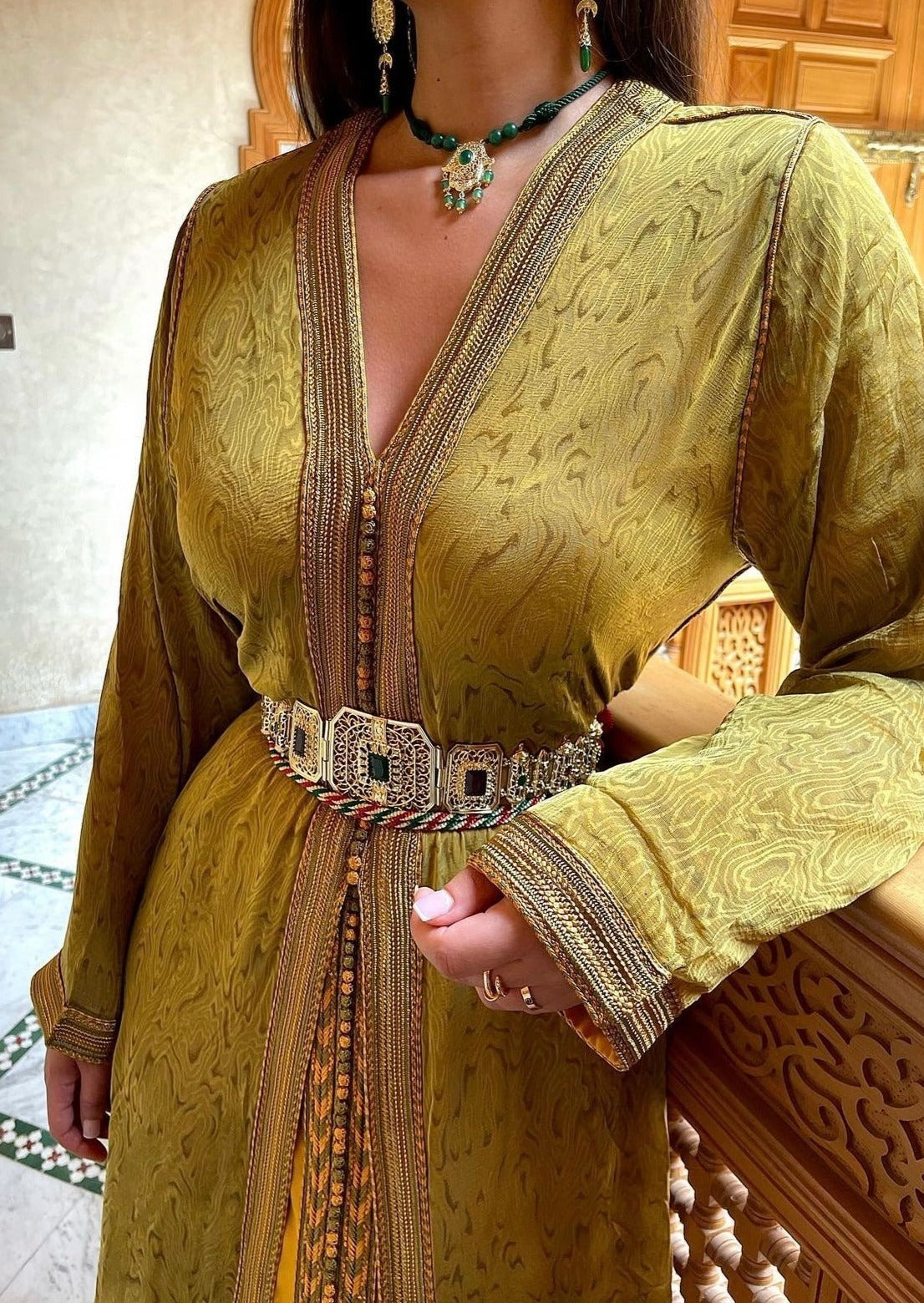 Yellow Silk Chiffon Kaftan