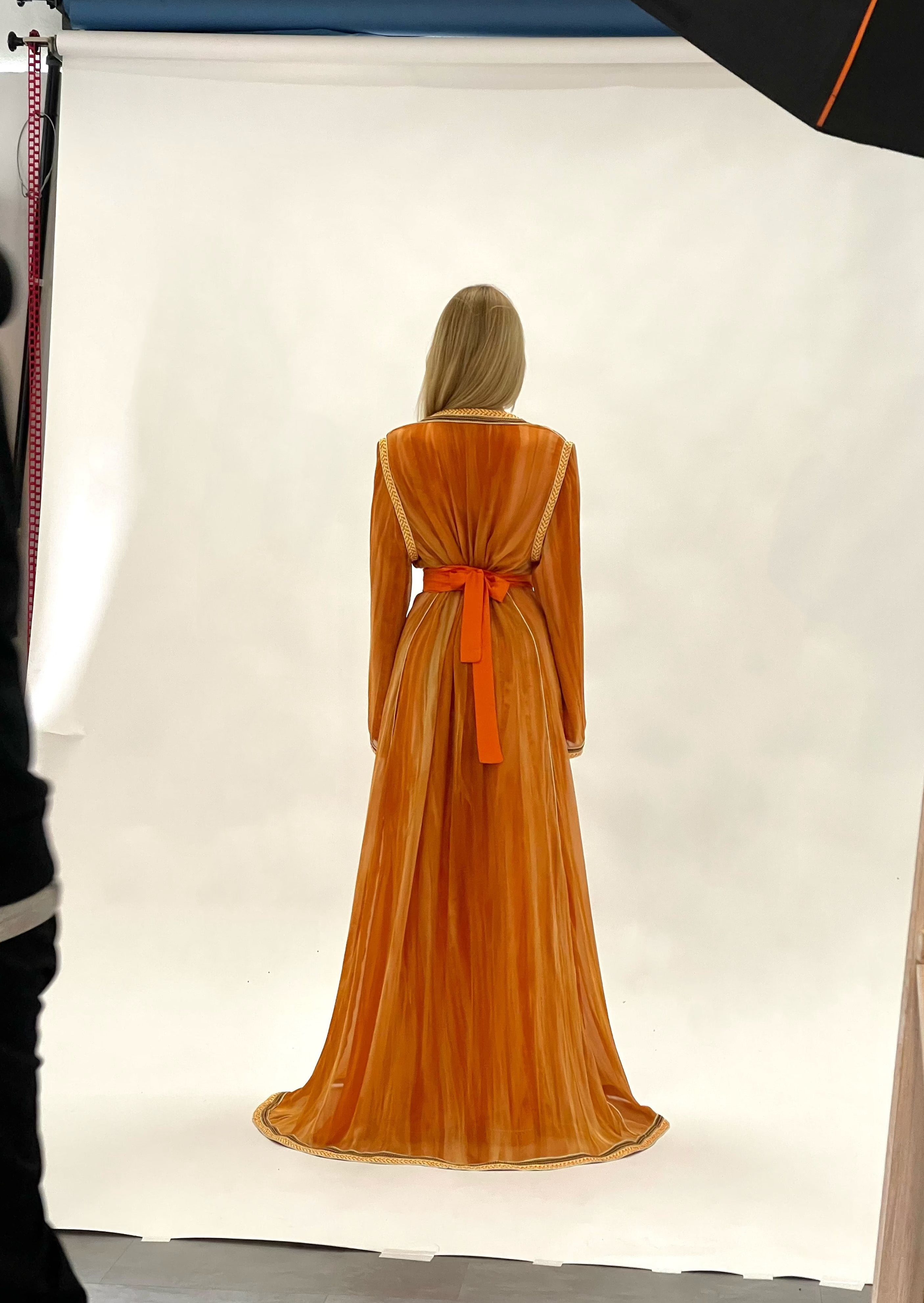 Caftan en Mousseline de Soie Orange