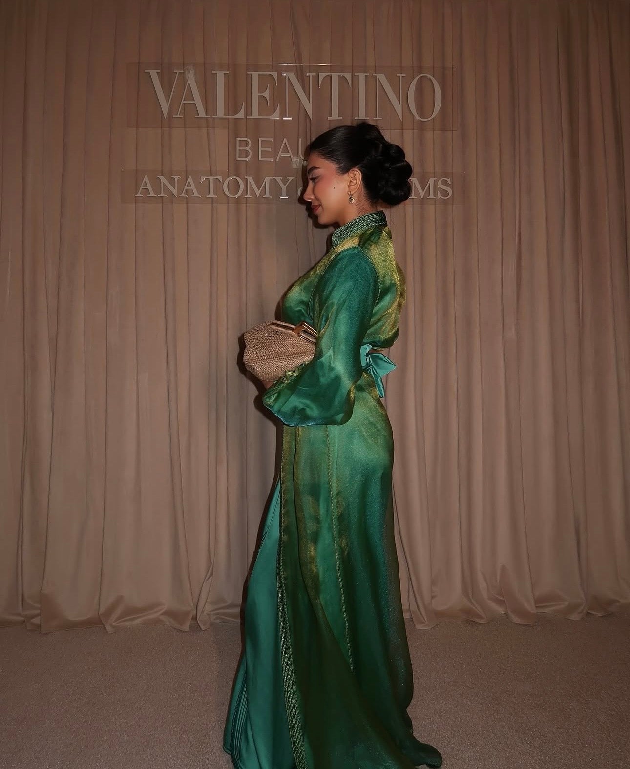 Caftan en Organza Vert et Bleu