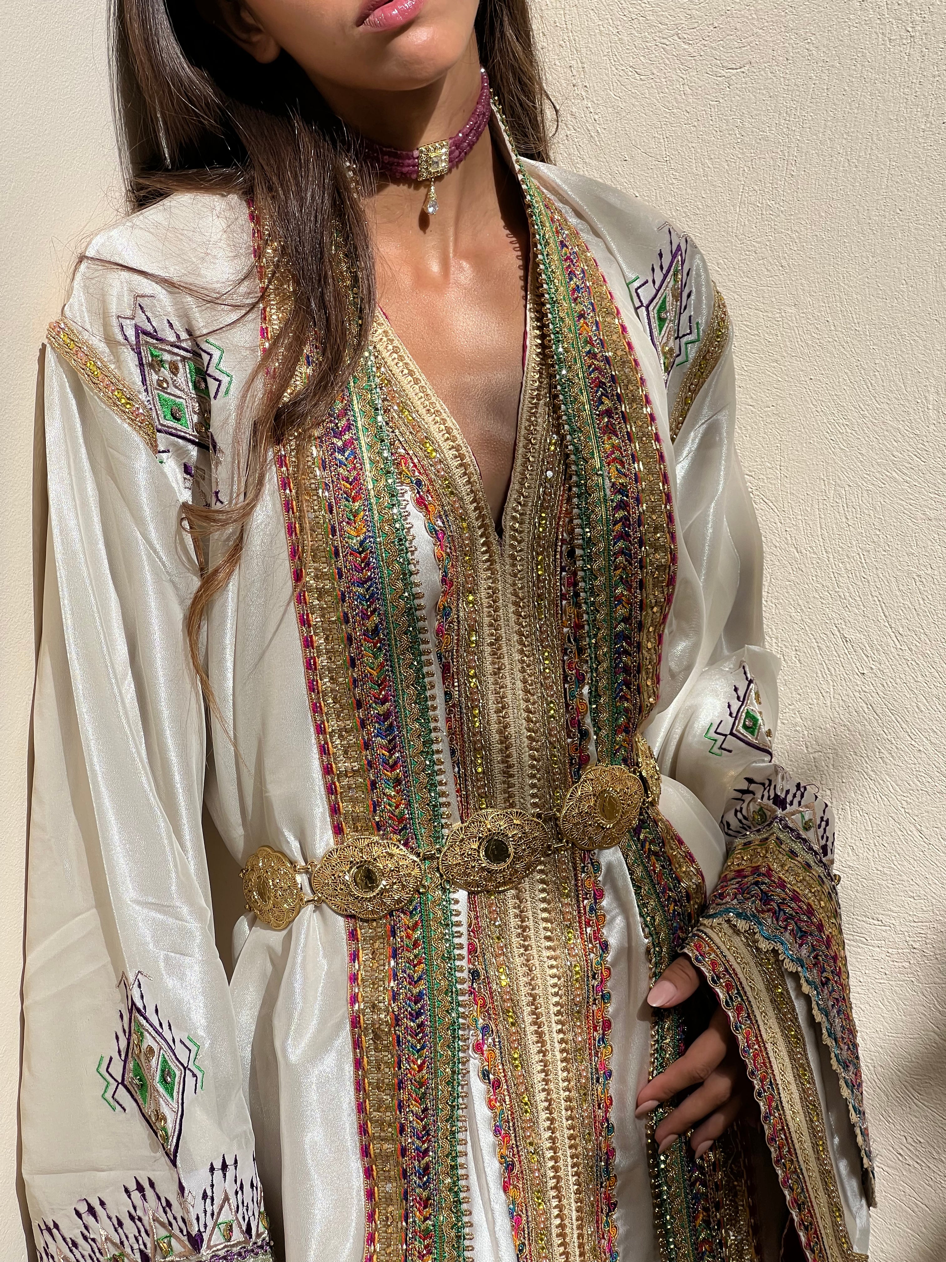 Traditional Kabyle Dress with Colorful Embroidery