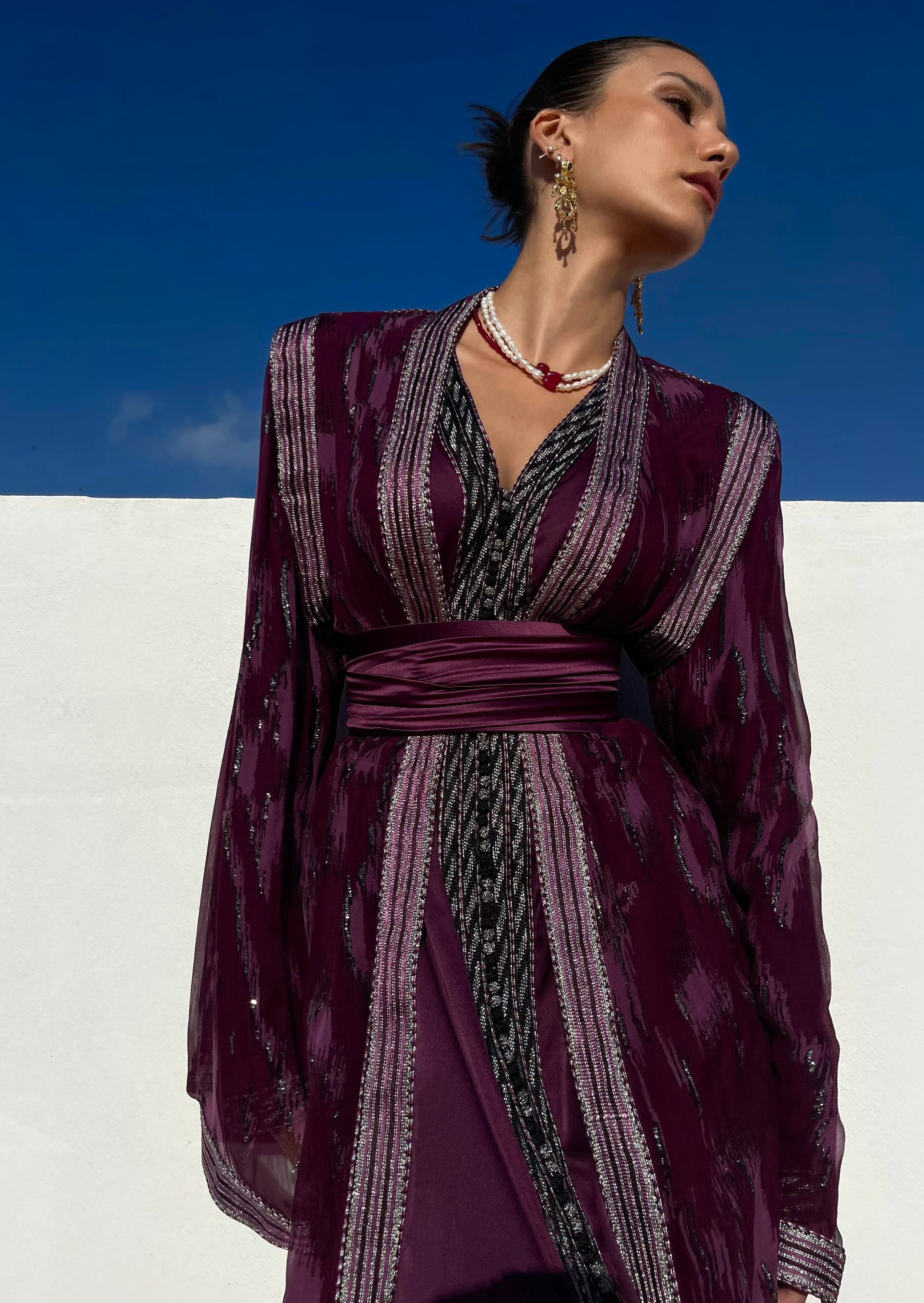 Purple Silk Chiffon Kaftan