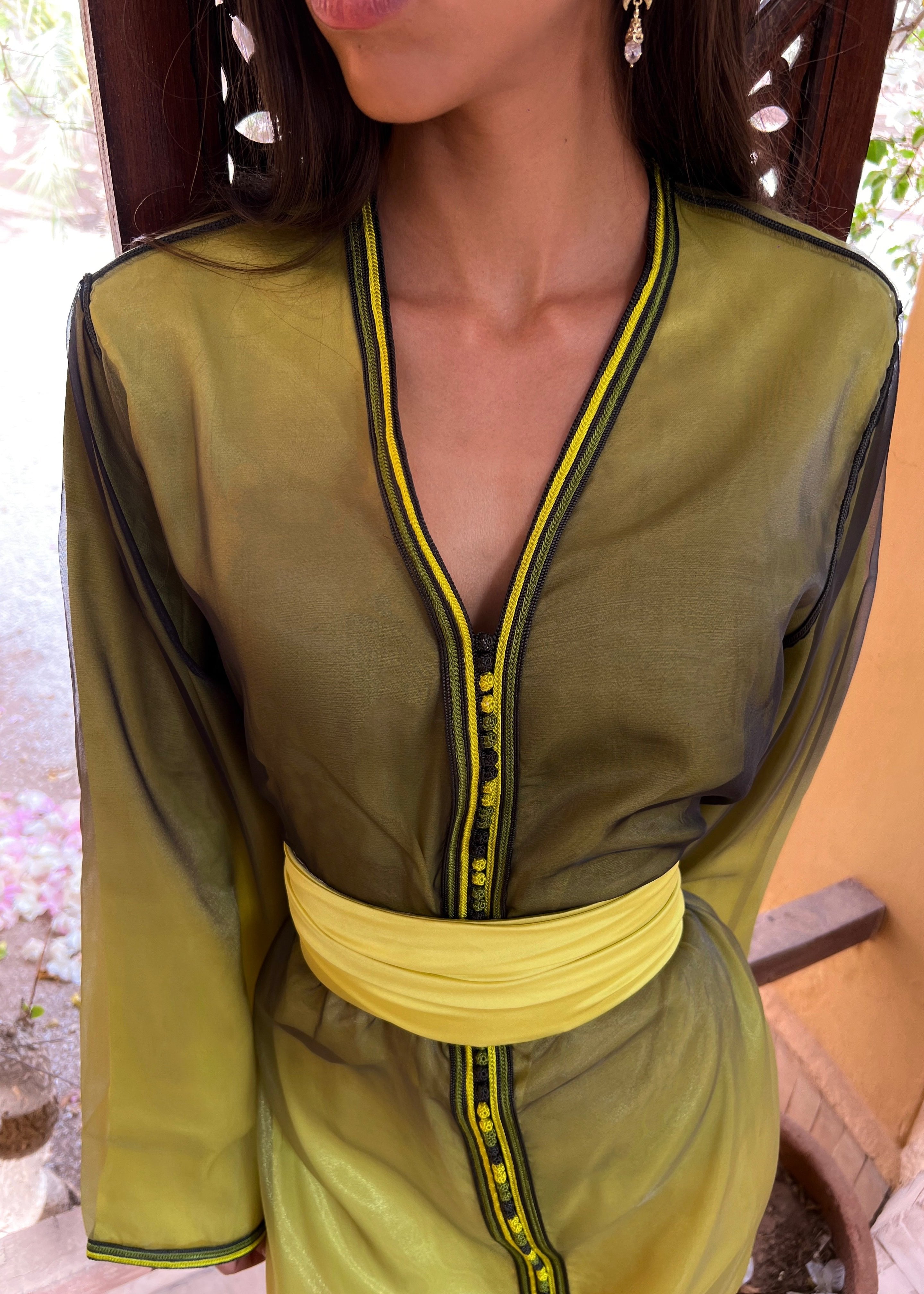 Green Gradient Organza Kaftan