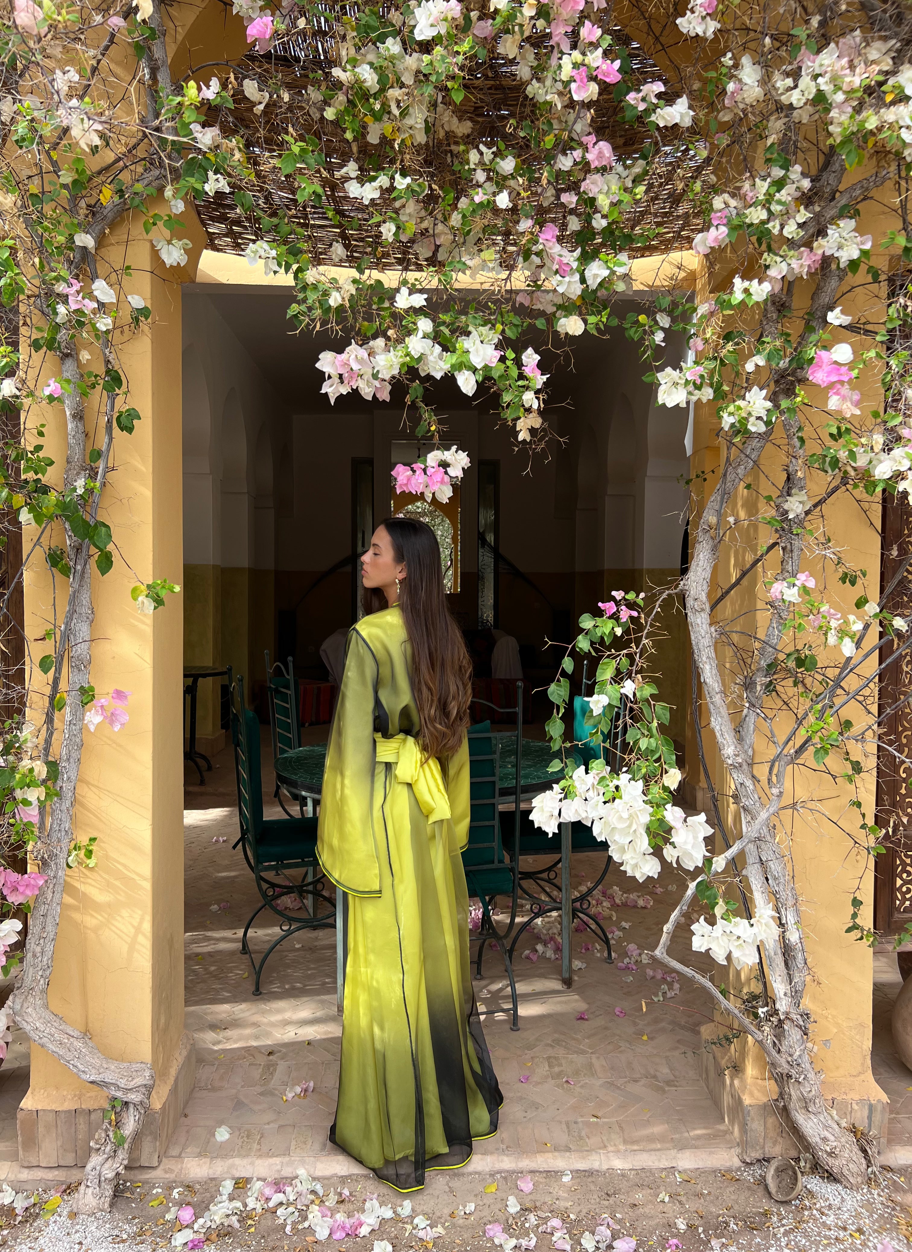 Green Gradient Organza Kaftan