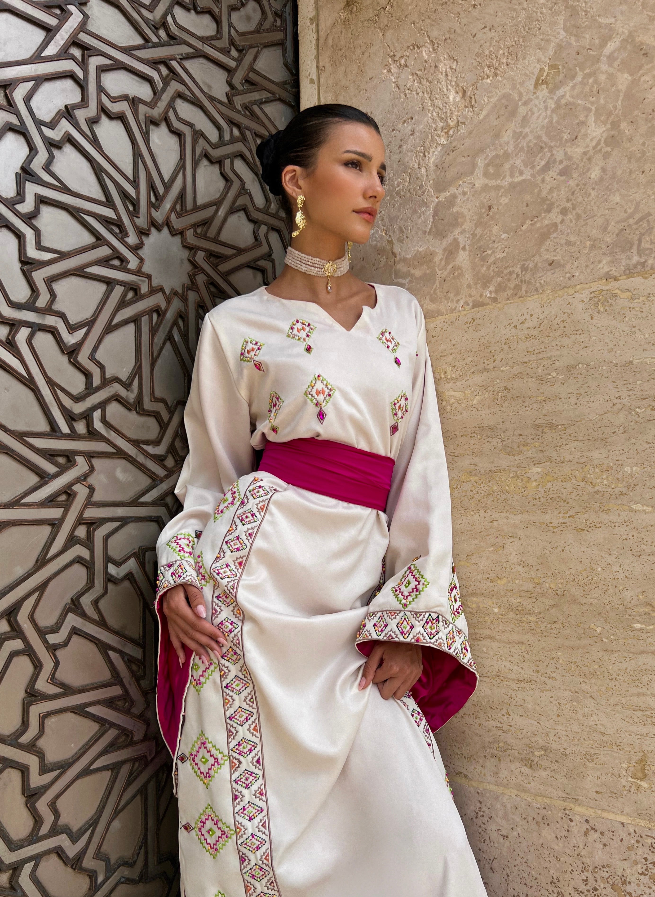 Kabyle Dress with Multicolored Embroidery