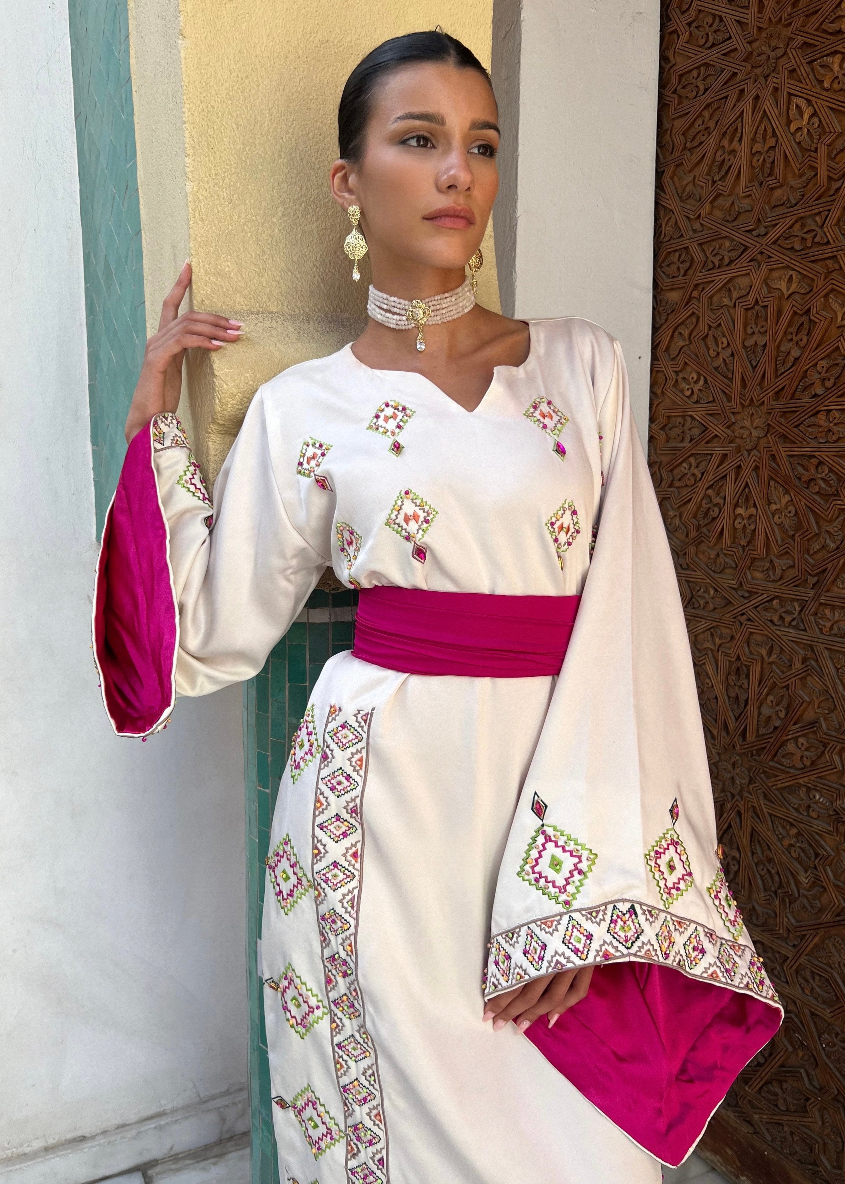 Kabyle Dress with Multicolored Embroidery