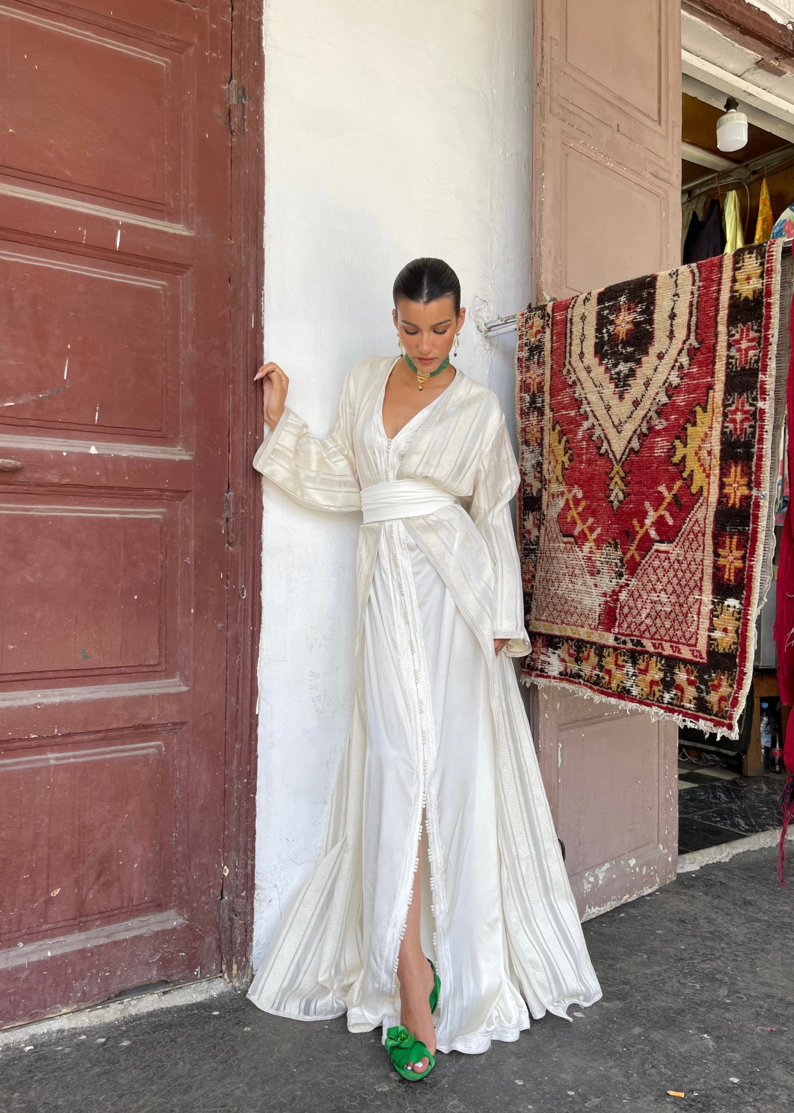 Caftan Robe De Mariée Raffinée Caftan Mariée Blanc En Organza