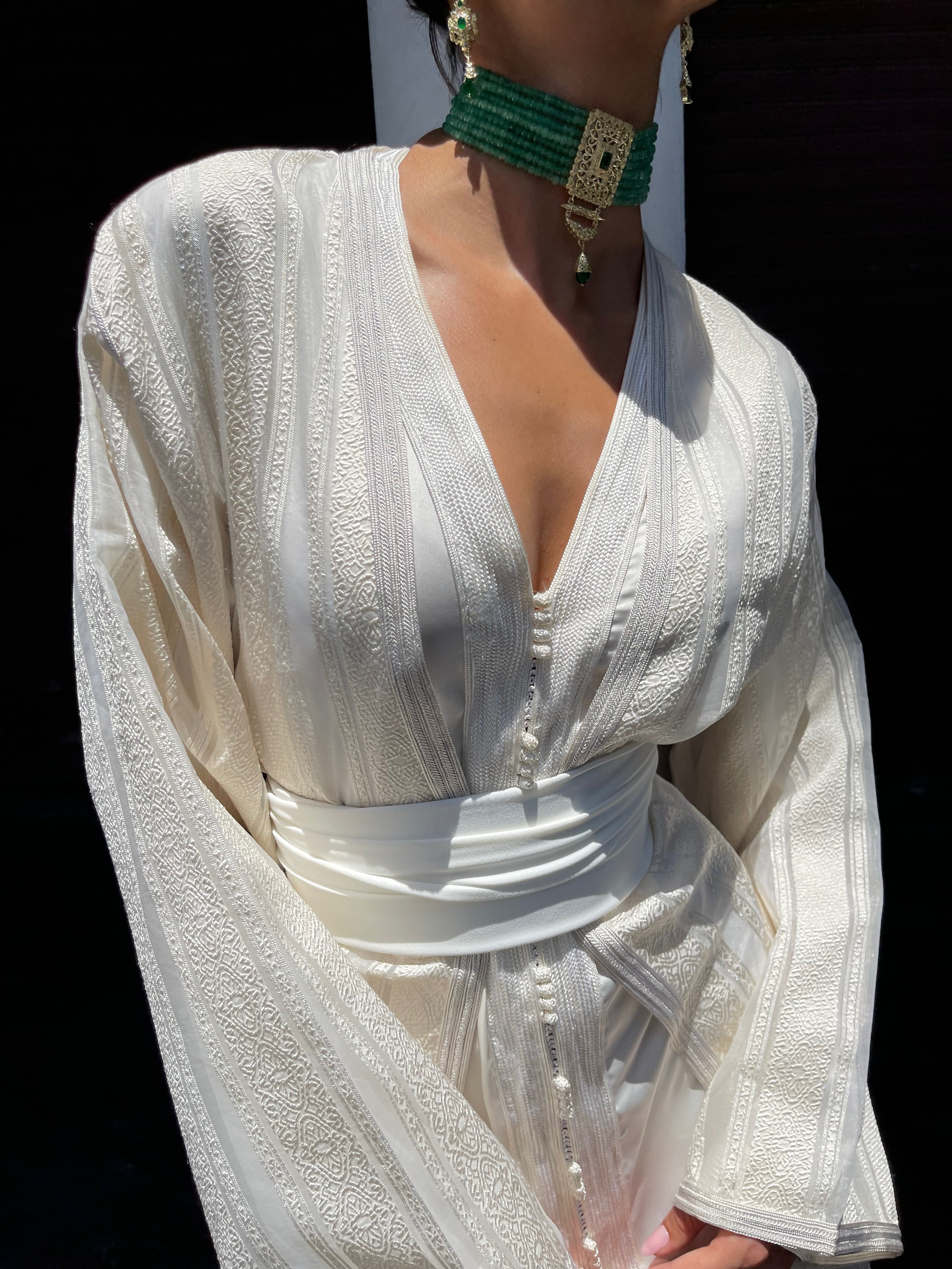 Caftan Mariée Blanc en Organza